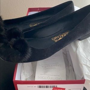 Black suede flats
